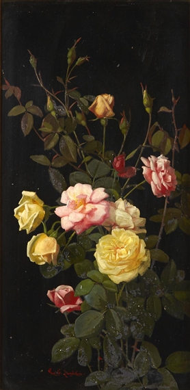 George Cochran Lambdin | Cuttings of pink and yellow roses | MutualArt