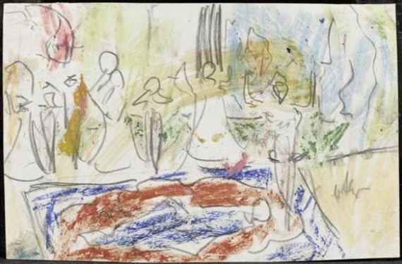 Grosse Zirkusszene mit Teppich (Large circus scene with carpet) by Ernst Ludwig Kirchner, 1909