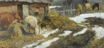 Old snow before a farmyard - Nikolai Fokin