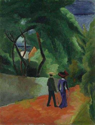 Artwork by August Macke, The Red Path, Made of Oil on board