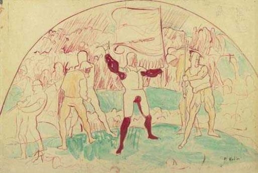 Design for the Lunette in the Fresco in the Rittersaal of the State museum Rückzug von Marignano