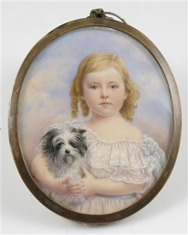 Portrait of a young girl with her dog - Mary Wing