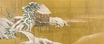 Chinese scholar in a pavillion in winter - Murakami Shigeatsu