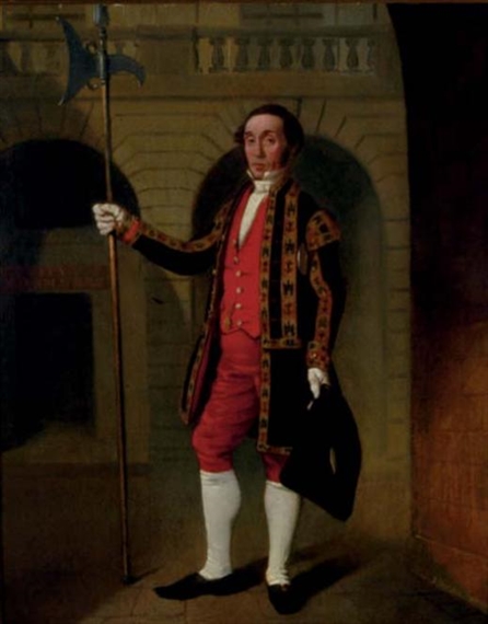 A guardsman in an arcade by John Myles