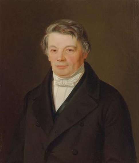 Two works: Portrait of a gentleman, half-length, in a black coat; Portrait of a lady by Swedish School, 19th Century, 19th Century