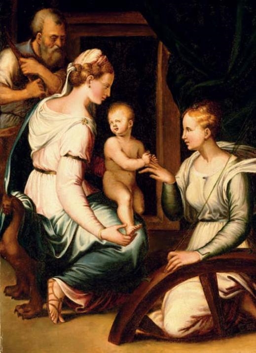 Artwork by Emilian School, 16th Century, The mystic marriage of Saint Catherine, Made of oil on panel