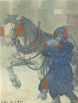 Price 10 Cents (Horseman and Carriage in the snow, New York) - Louis Fancher