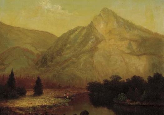Riverbank in front of a mountain by Frederick A. Butman