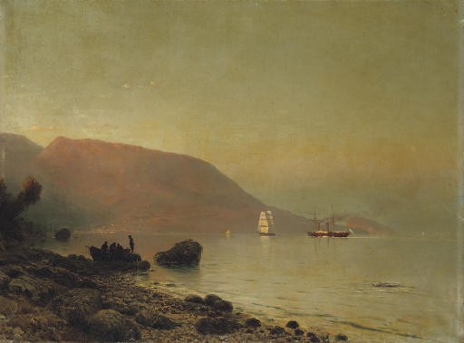 Fishermen on a rocky coastline by Lev Felixovich Lagorio, 1878
