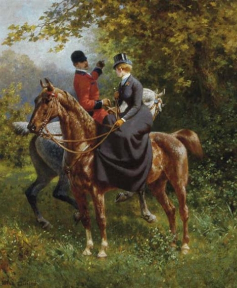 Amazone Et Cavalier A La Chasse by Jules Didier