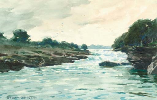 A river in spate by Alfred Heaton Cooper, 1915