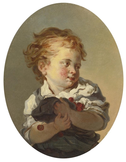 YOUNG BOY HOLDING  CHERRIES by Jean-Honoré Fragonard