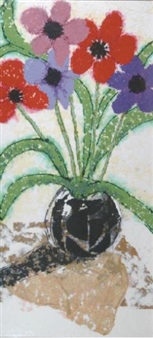 Flowers in a black vase - Marcia Docter