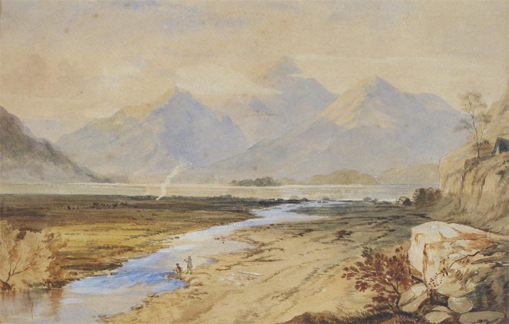 Artwork by Augusta Lubatanth, 2works; Lake of Ihura; Alpine river landscape, Made of watercolour