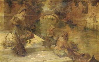 A flower seller in Venice - J. Charles Arter