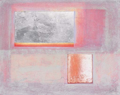 Artwork by Janet Pierce, T; OMA, Made of mixed media and silver leaf on paper