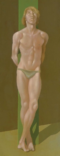 Artwork by Robert R. Bliss, Standing Youth, Made of oil on board