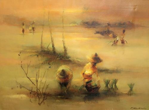 Padi Planting by Choo Keng Kwang, 1970