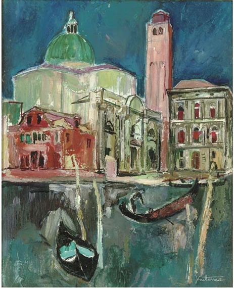 Moored gondolas, Venice by Louis Vuillermoz