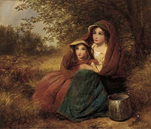 Sheltering from the rain by Edward John Cobbett