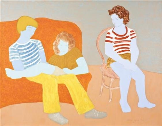 Artwork by March Avery, Seated Family, Made of oil on canvas