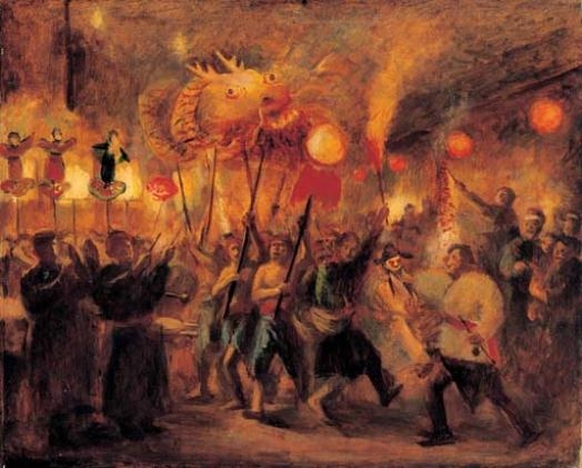 Dragon Lamps at Sichuan Lantern Festival by Qin Xuanfu, 1944