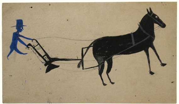 Man with a plow by Bill Traylor, Circa 1939-1942