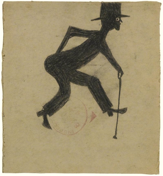 Man with a walking stick by Bill Traylor, Circa 1939-1947