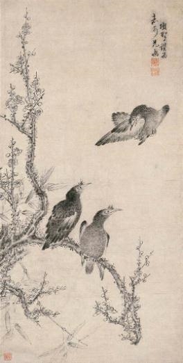 Artwork by Xiang Shengmo, PEACH BLOSSOMS AND BIRDS, Made of ink on paper