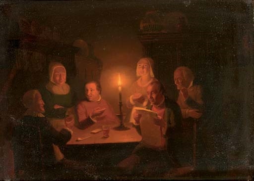 At home by candlelight by Pieter Geerard Sjamaar