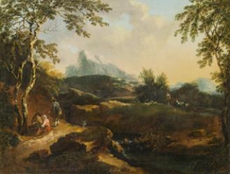Artwork by Willem de Heusch, Landscape with resting people, Made of Oil on canvas