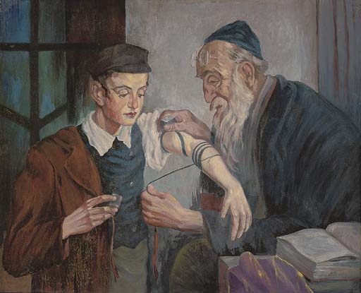 Laying phylacteries at a Barmitzvah by Stanislaus Bender