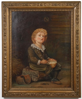 Painting of young boy with bubbles - G. Simons