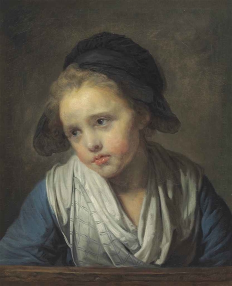 A girl at a parapet by Jean-Baptiste Greuze