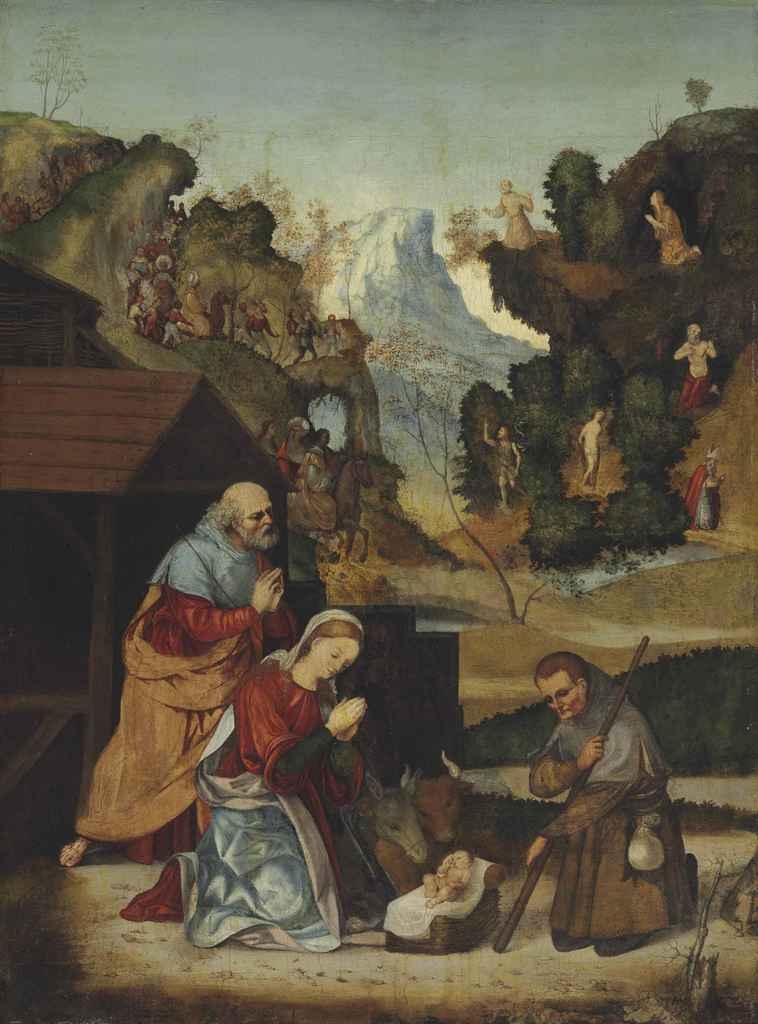 Ludovico Mazzolino | The Nativity, with the Procession of the Magi ...