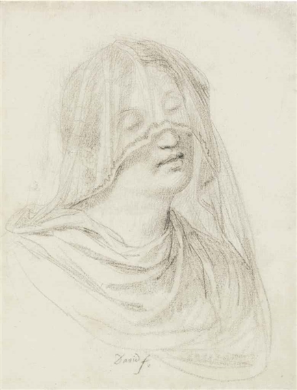 A veiled woman, bust-length by Jacques-Louis David