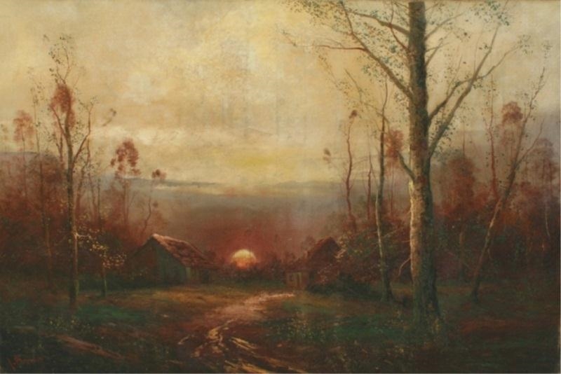 Sunset Farm By Elizabeth Medley (Framed) (Small) - Light Brown