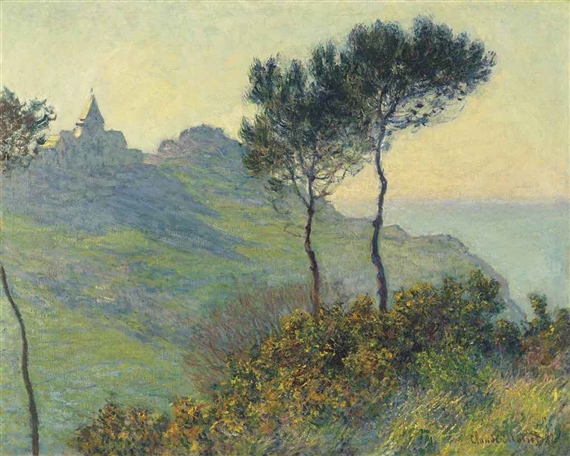L'Église de Varengeville, soleil couchant by Claude Monet, 1882