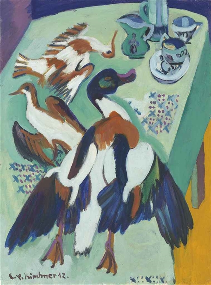 Stilleben mit Ente und Schnepfen by Ernst Ludwig Kirchner, circa 1912-1920