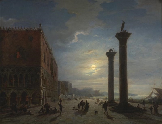 VENICE BY MOONLIGHT by Ludwig Mecklenburg, 1859
