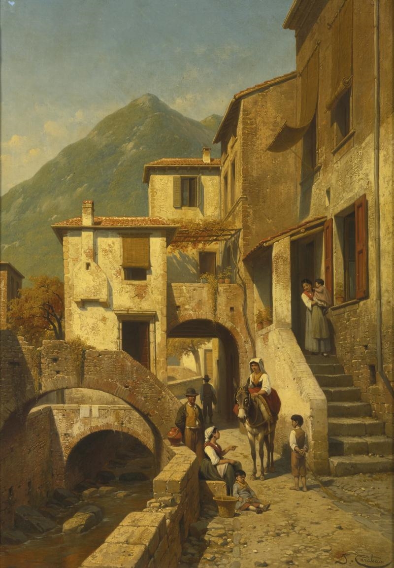 RUE A MONTE-ROSSO, BORD DE LA MEDITERRANE, ITALIE by Jacques François Carabain, 1888