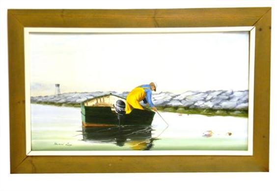 Howard Lapp | Lobster Fisherman in Bright Yellow Overalls Leaning Over ...