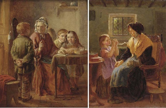 Threading the needle; and The reading lesson by William Hemsley