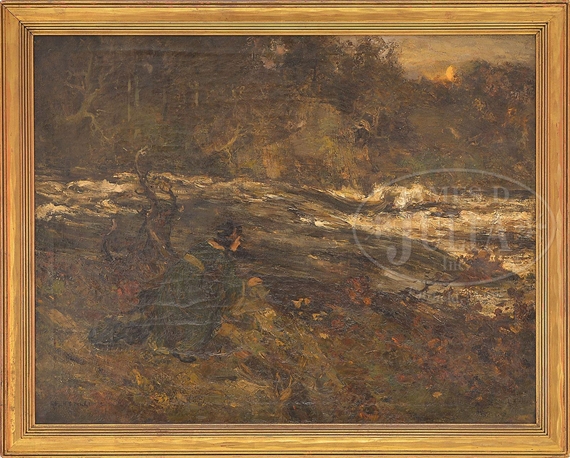 William Stewart MacGeorge | WOMAN BESIDE RIVER AT TWILIGHT | MutualArt