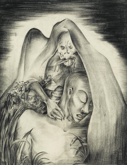 Untitled (Man with Grim Reaper) by Charles Alston, Circa 1930