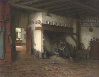 Warming the broth - Jacques Cornelis Snoeck