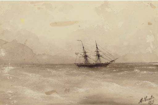 A ship in calm waters by Ivan Aivazovsky, 1873