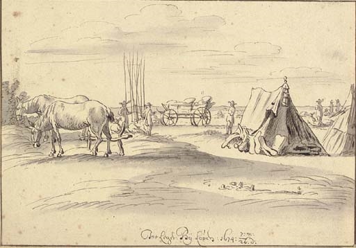 An encampment at Louvain by Josua de Grave, 1726