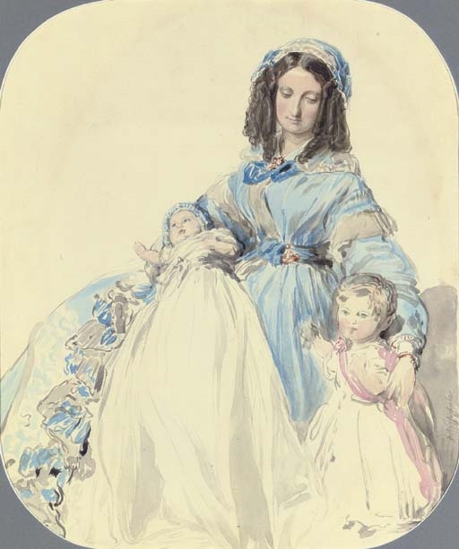 Study of Princess Clémentine, with her sons, Philip and Augustus by Franz Xaver Winterhalter, 1845