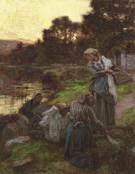 Laveuses, le soir by Léon-Augustin L'Hermitte